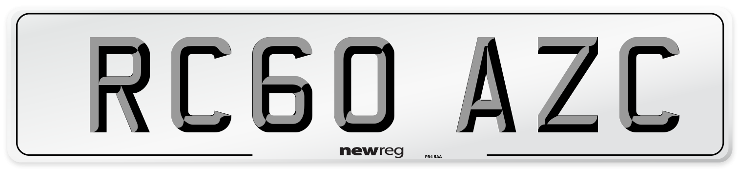 RC60 AZC Number Plate from New Reg